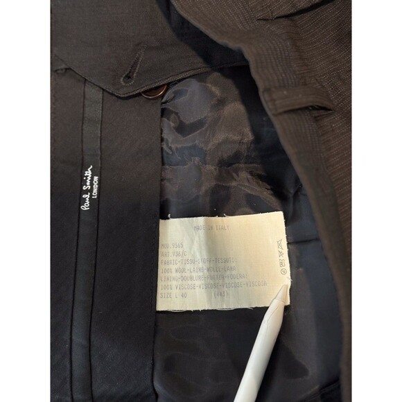 Paul Smith Mens Dress Pants Black Pinstriped Wool Straight Italian Trouser 40x31 - Picture 9 of 10